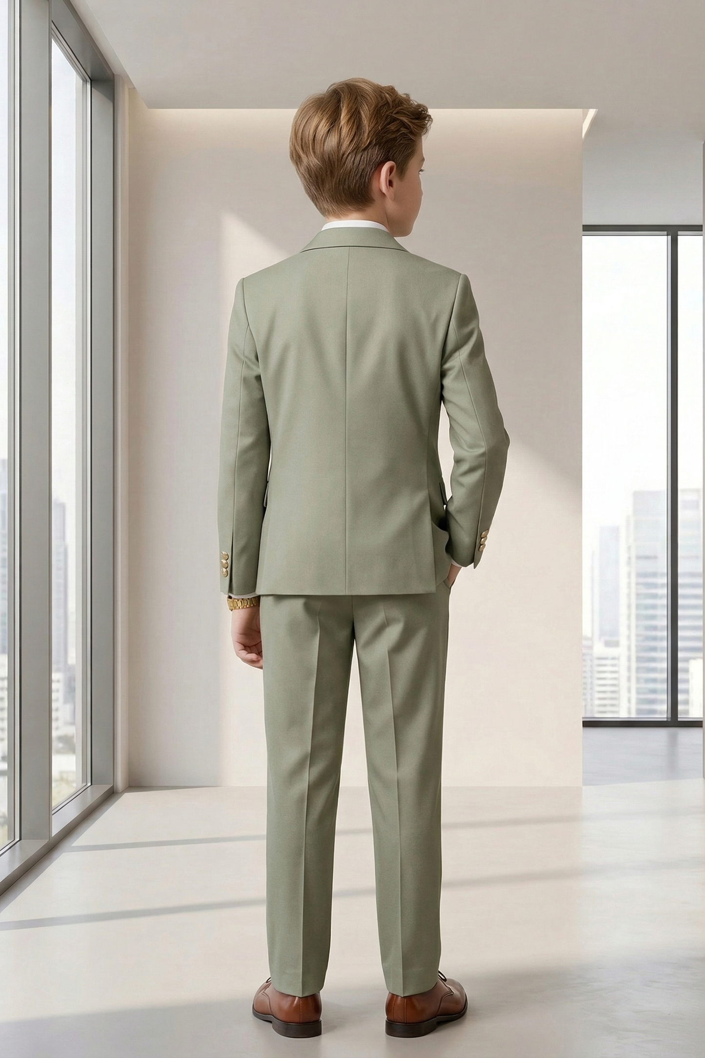 Matcha Green Double-Breasted 2-Piece Suit