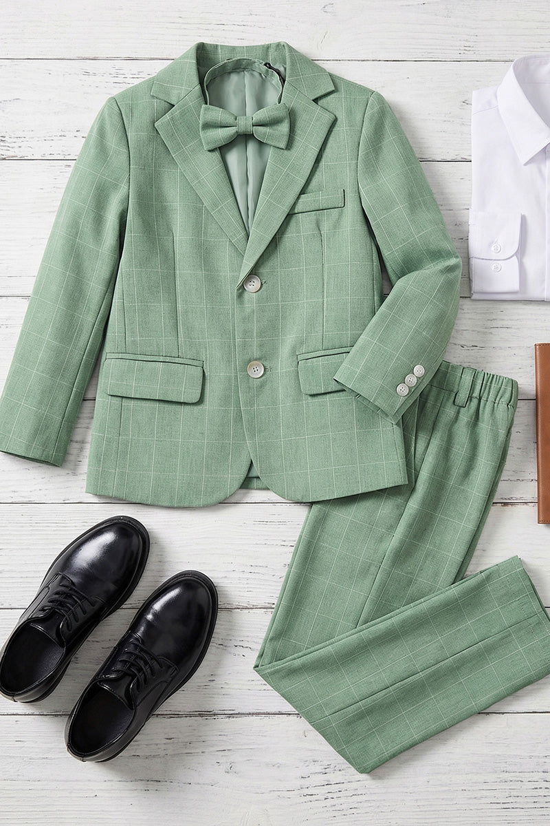 Boys Sage Green Check 2-Piece Suit