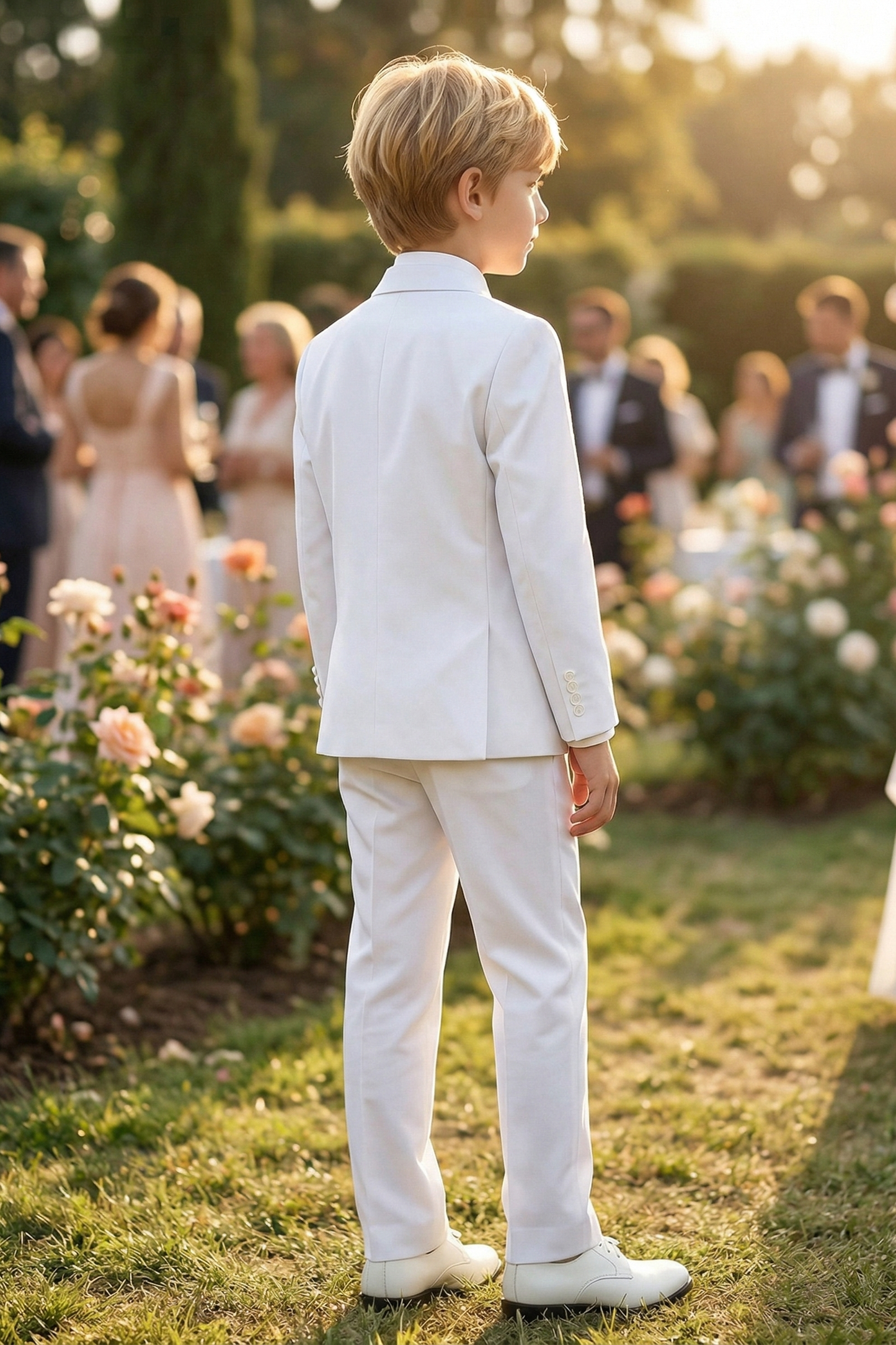 White Lapel Single-Breasted 2-Piece Suit