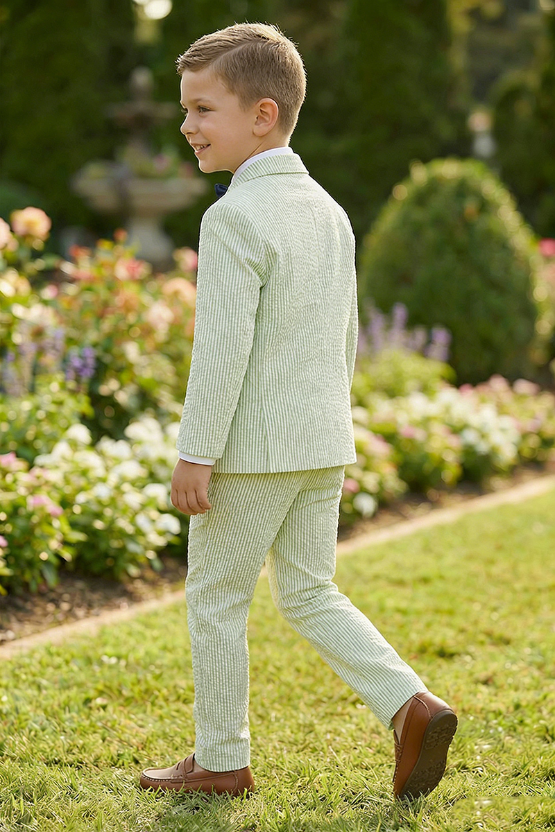 Boys Light Green Seersucker 2-Piece Suit