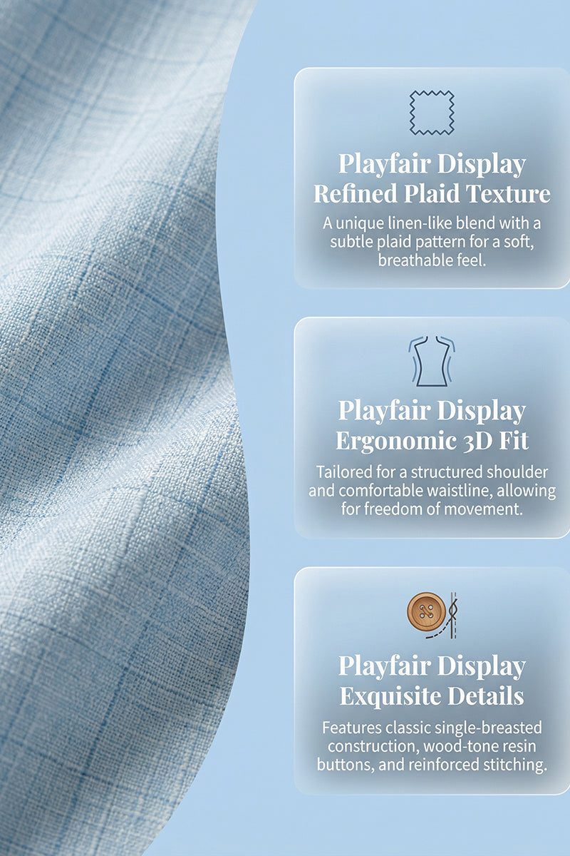 Boys Light Blue Textured 3-Piece Suit for Weddings