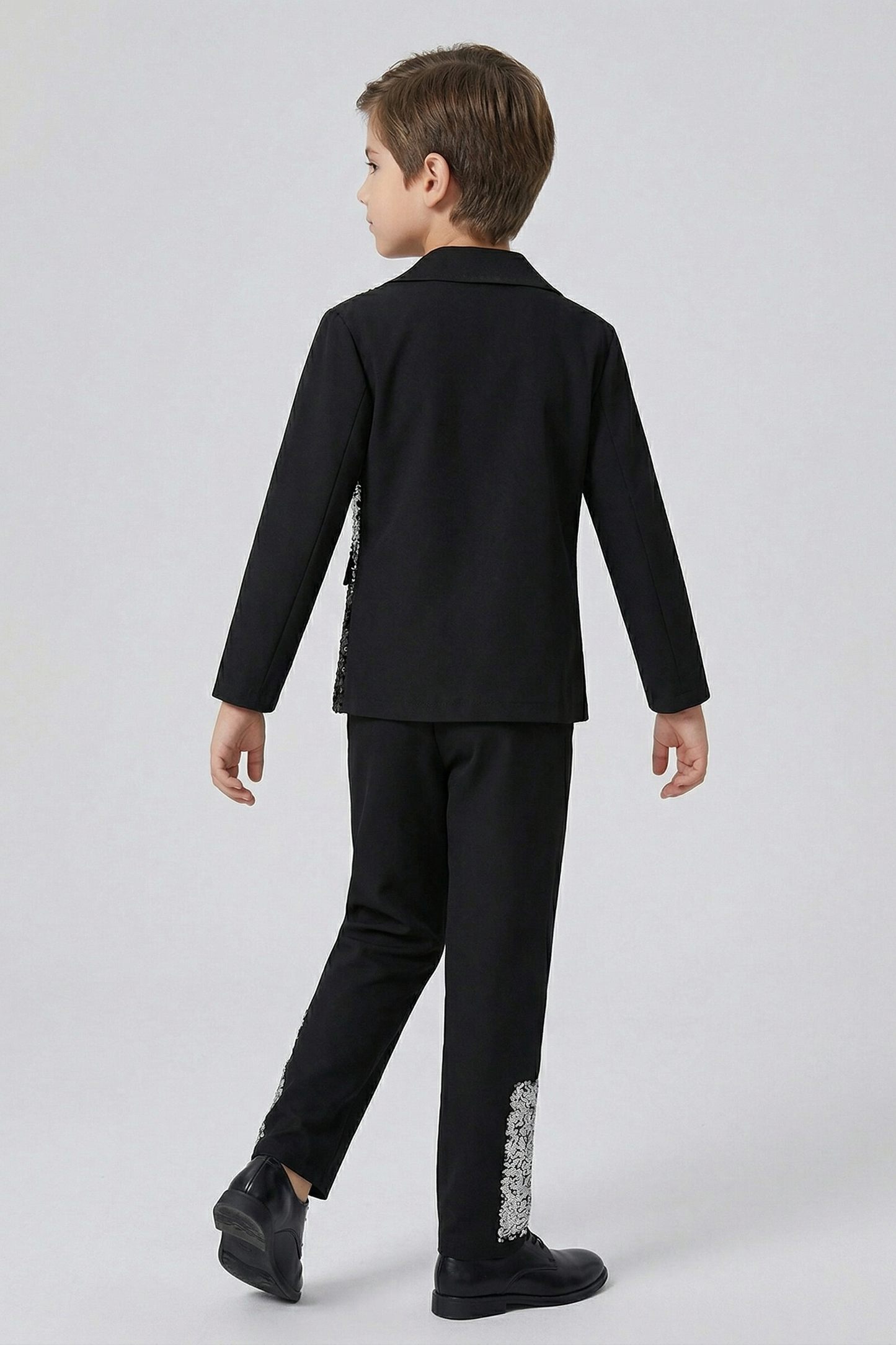 Black Sequined Single-Breasted 2-Piece Suit