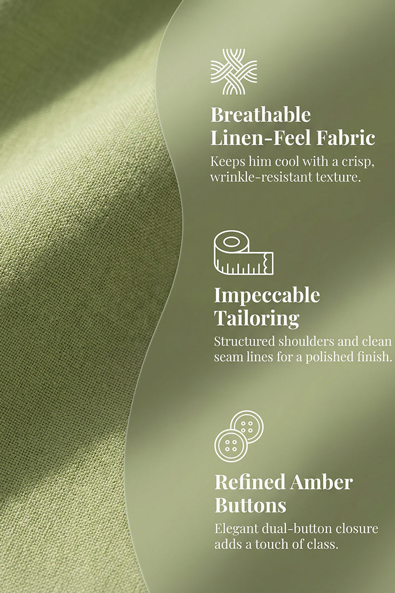 Boys Sage Green Linen 2-Piece Suit