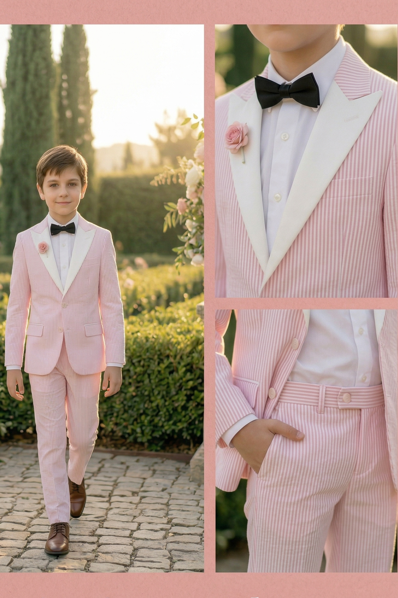 Pink And White Striped Seersucker 2-Piece Suit