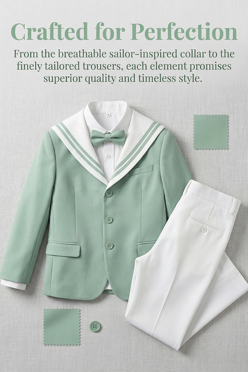 Boys Sage Green Sailor Collar 2-Piece Suit