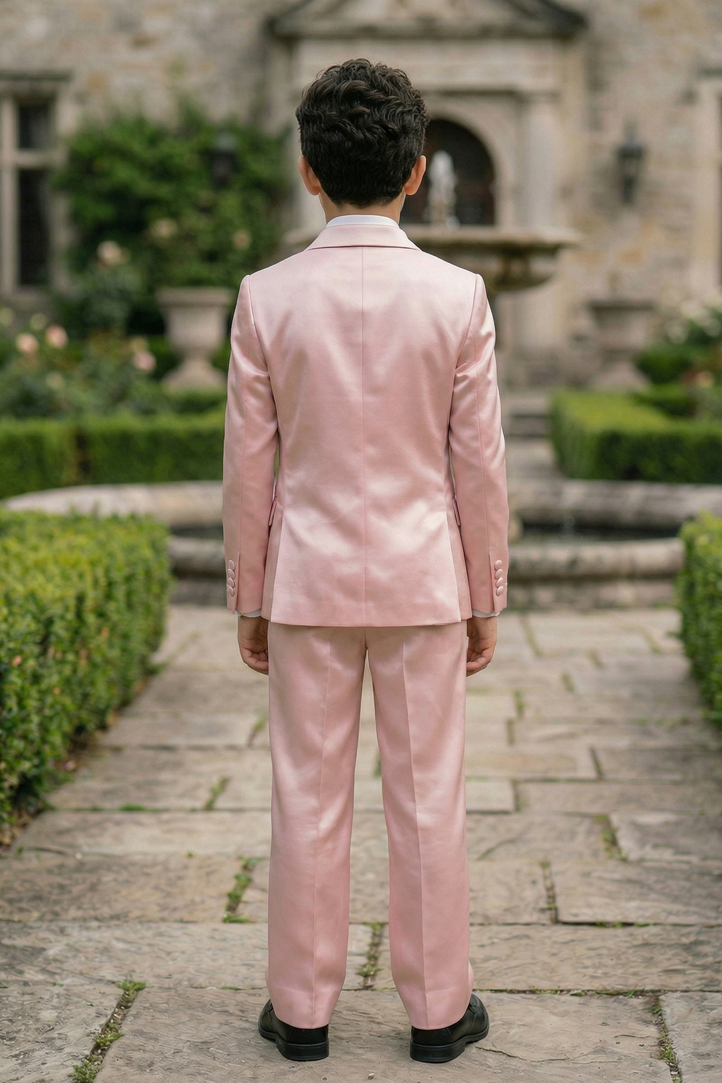 Light Pink Satin Double-Breasted 2-Piece Suit