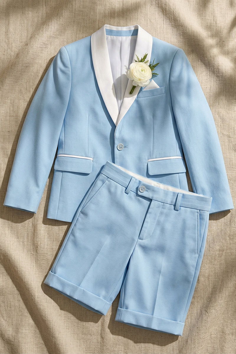 Boys Sky Blue Blazer & Shorts 2-piece Suit