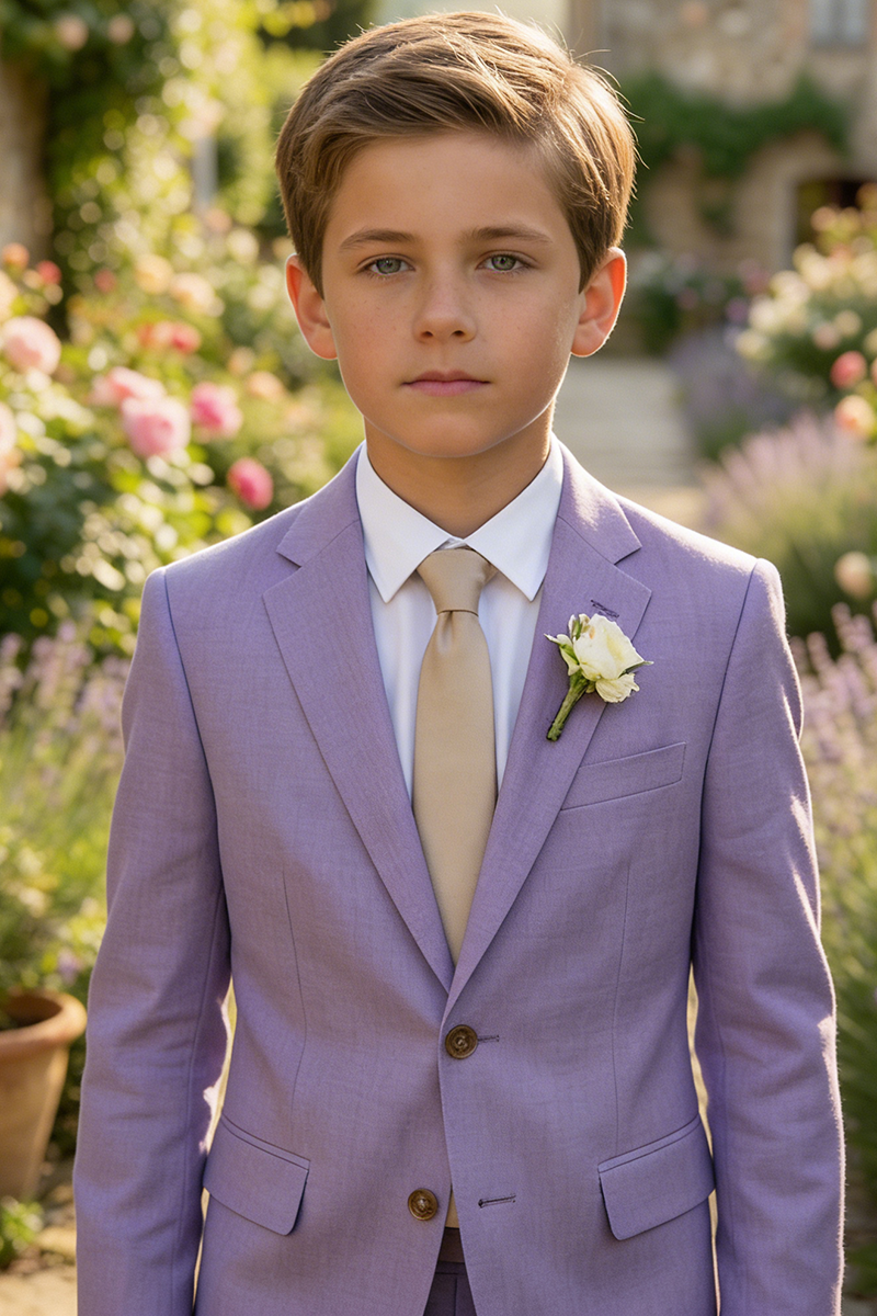 Boys Lavender Linen-Blend 2-piece Suit