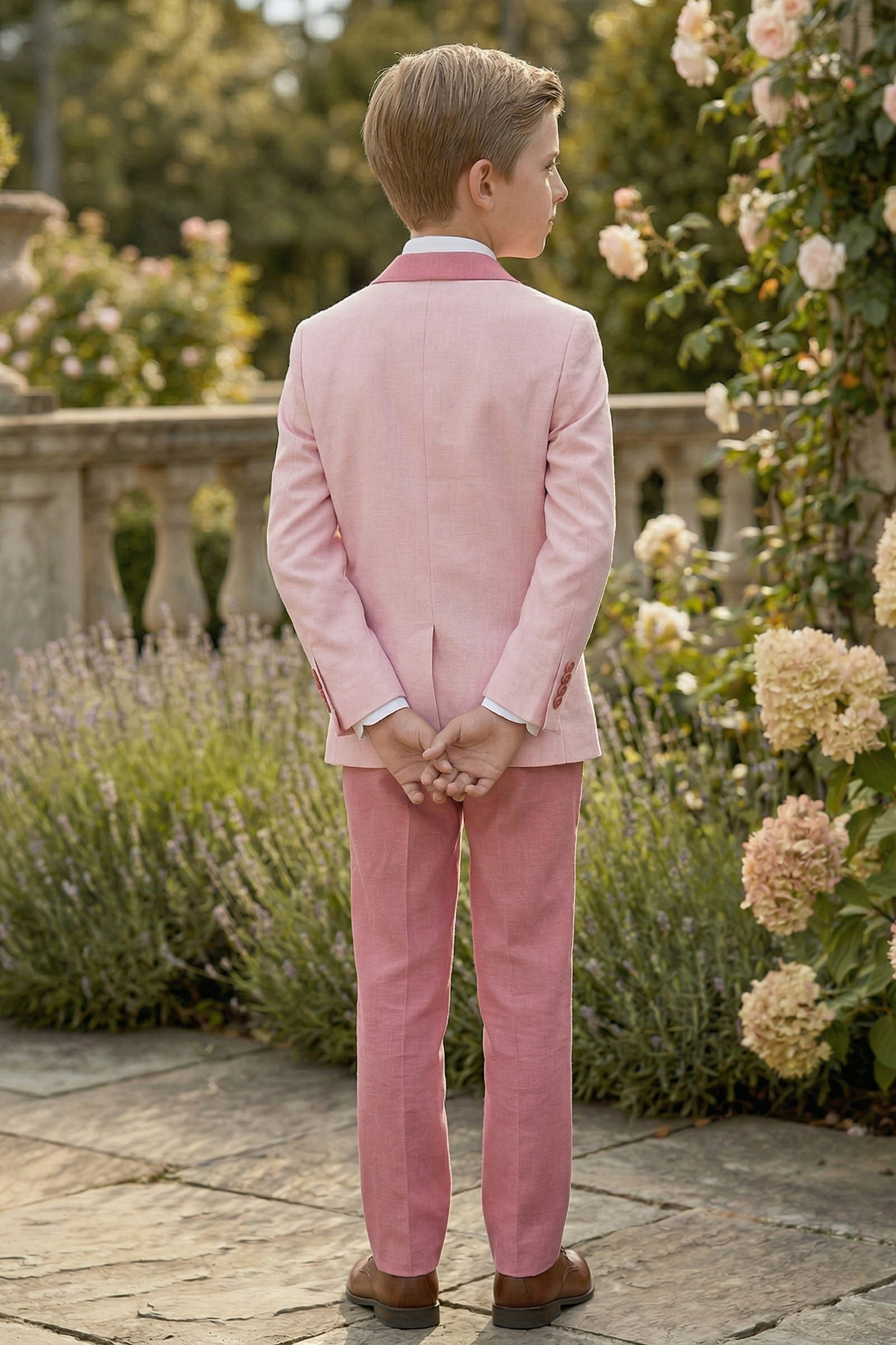 Pink And Light Pink Cotton-Linen Blend 2-Piece Suit