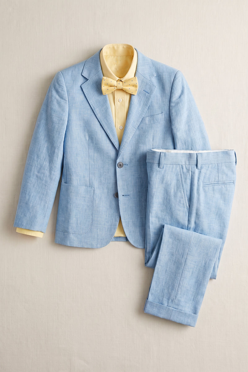 Boys Light Blue Linen 2-piece Suit for Garden Weddings