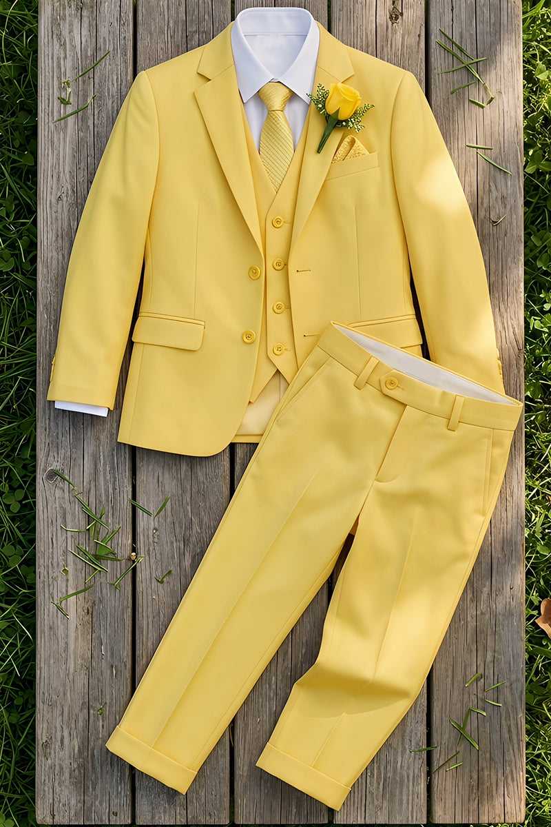 Boys Bright Yellow 3-Piece Suit for Garden Weddings