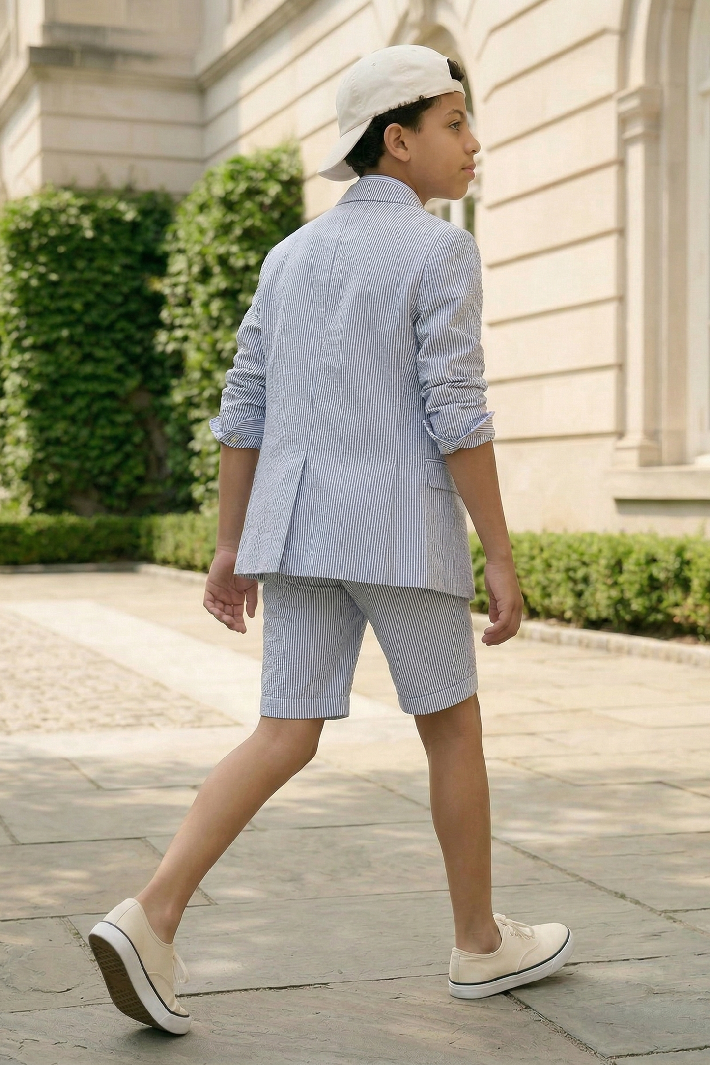 Light Blue Pinstripe Seersucker 2-Piece Suit