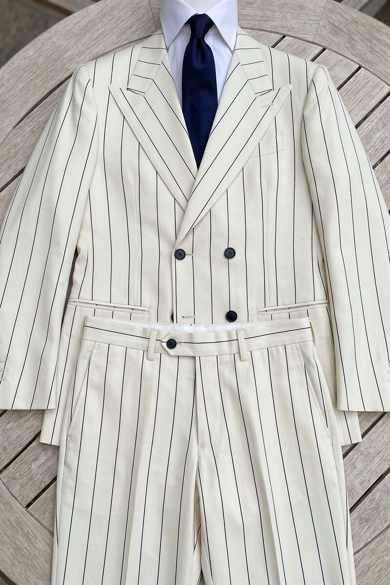 Boys Cream Pinstripe 2-piece Suit