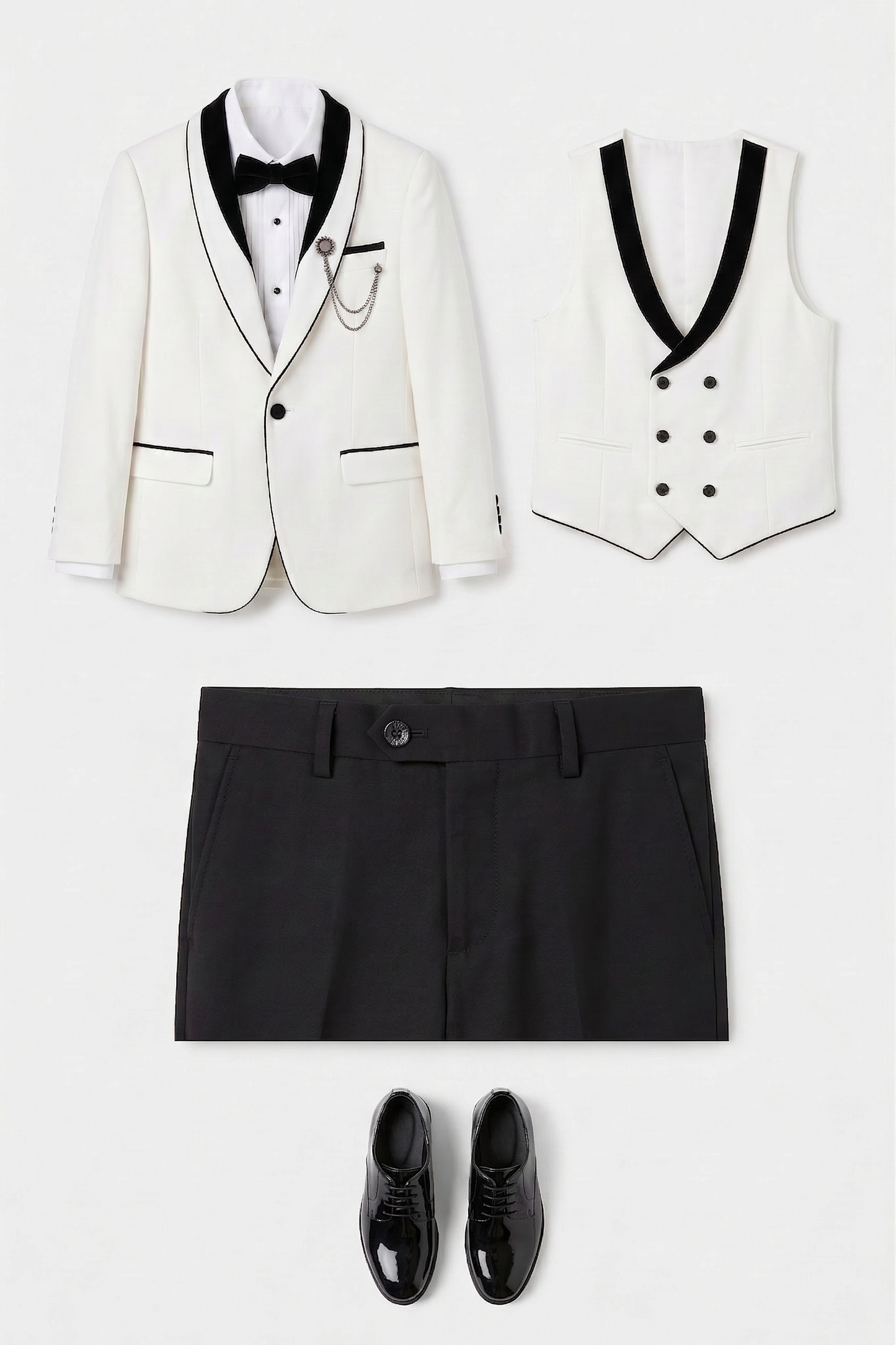 Black And White Color-Blocked 3-Piece Suit