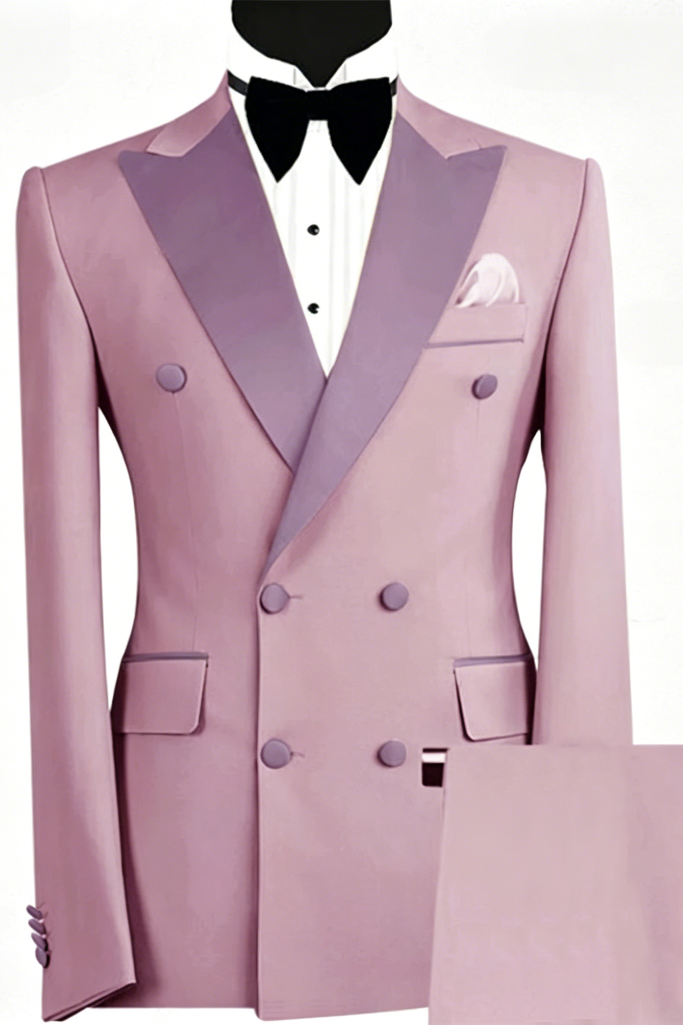 Purple Blended Satin Double-Breasted 2-Piece Suit