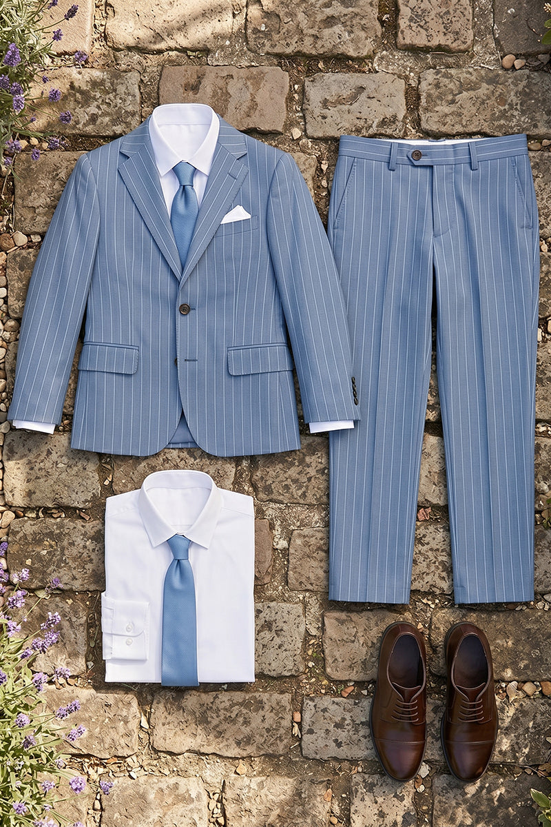 Boys Light Blue Pinstripe 2-piece Suit