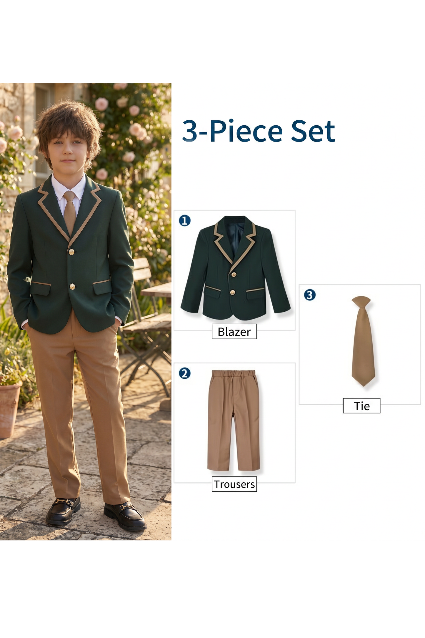Green Serge-Blend 3-Piece Suit