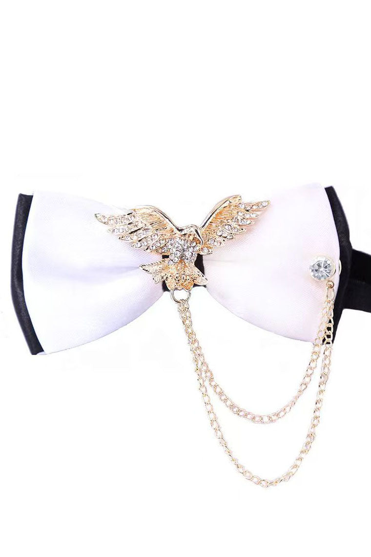 Boys Black and White Layered Brooch Bow Tie