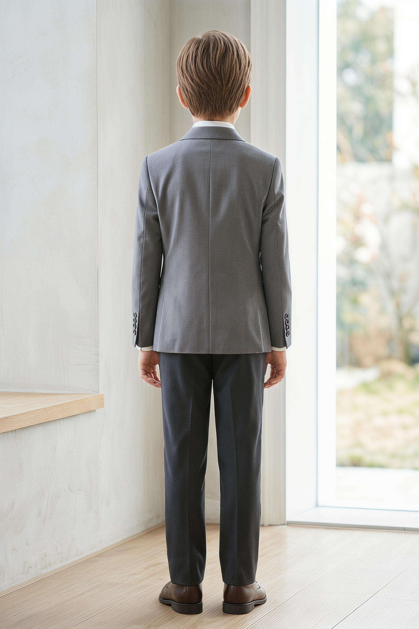 Gray And Black Cotton Linen Double-Breasted 2-Piece Suit