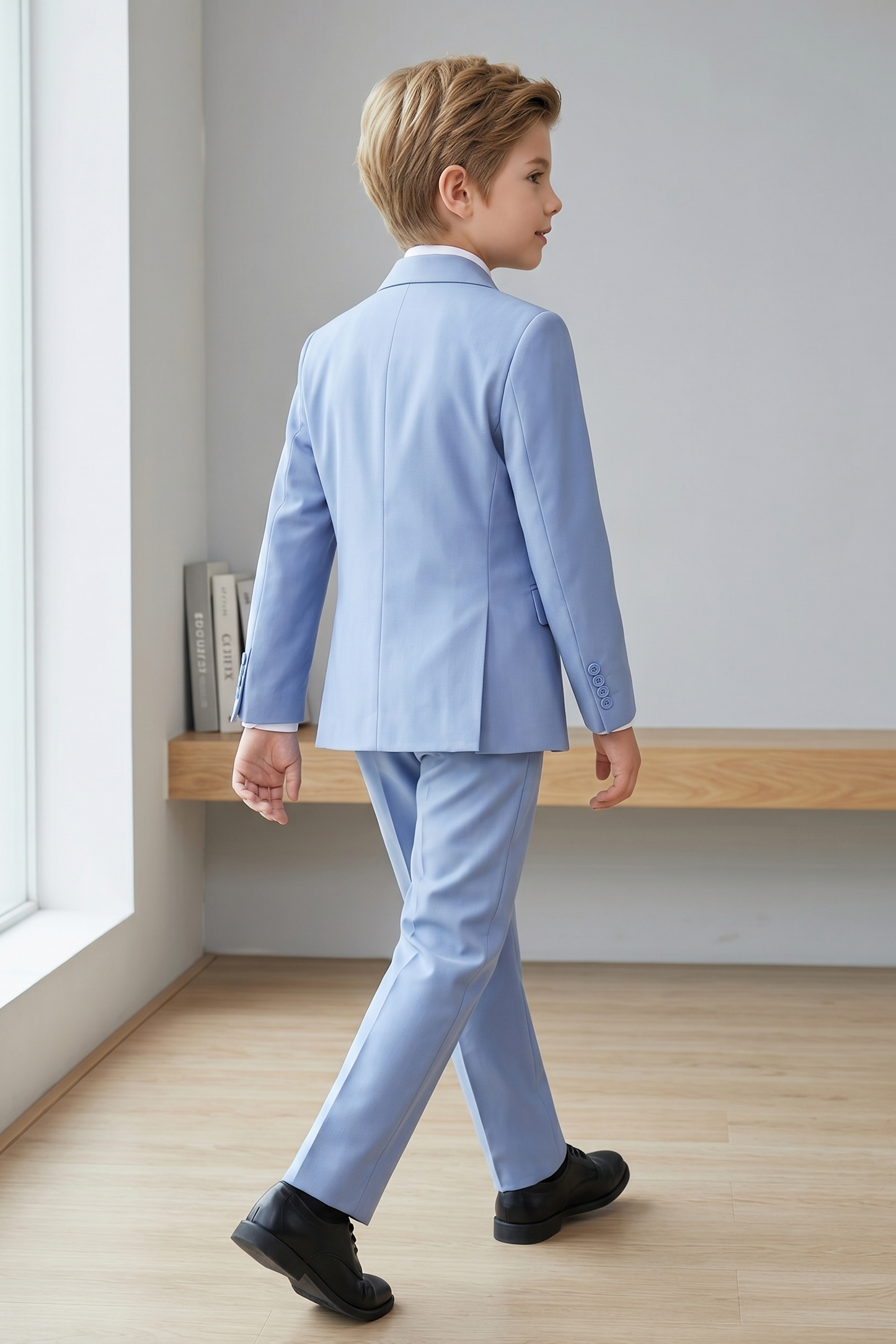 Sky Blue Striped Double-Breasted 2-Piece Suit