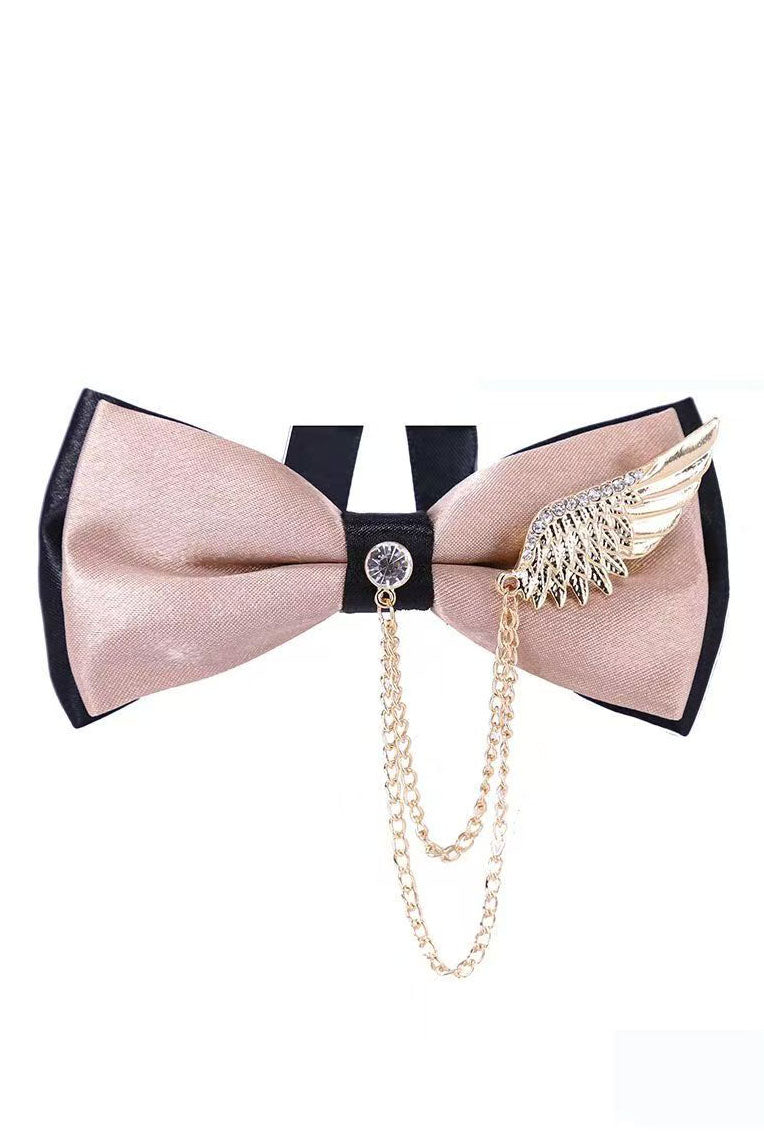 Pink And Black Winged Brooch With Satin Bow Tie