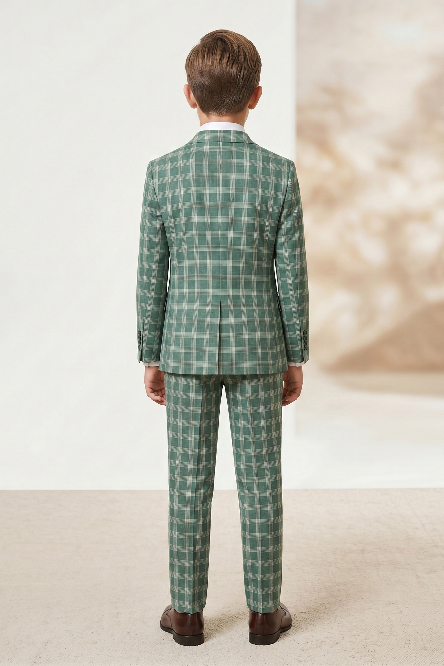 Green Plaid Single-Breasted 2-Piece Suit