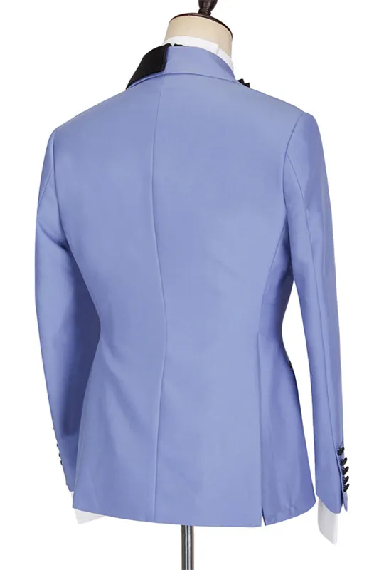 Blue And Black Color-Blocked 2-Piece Suit