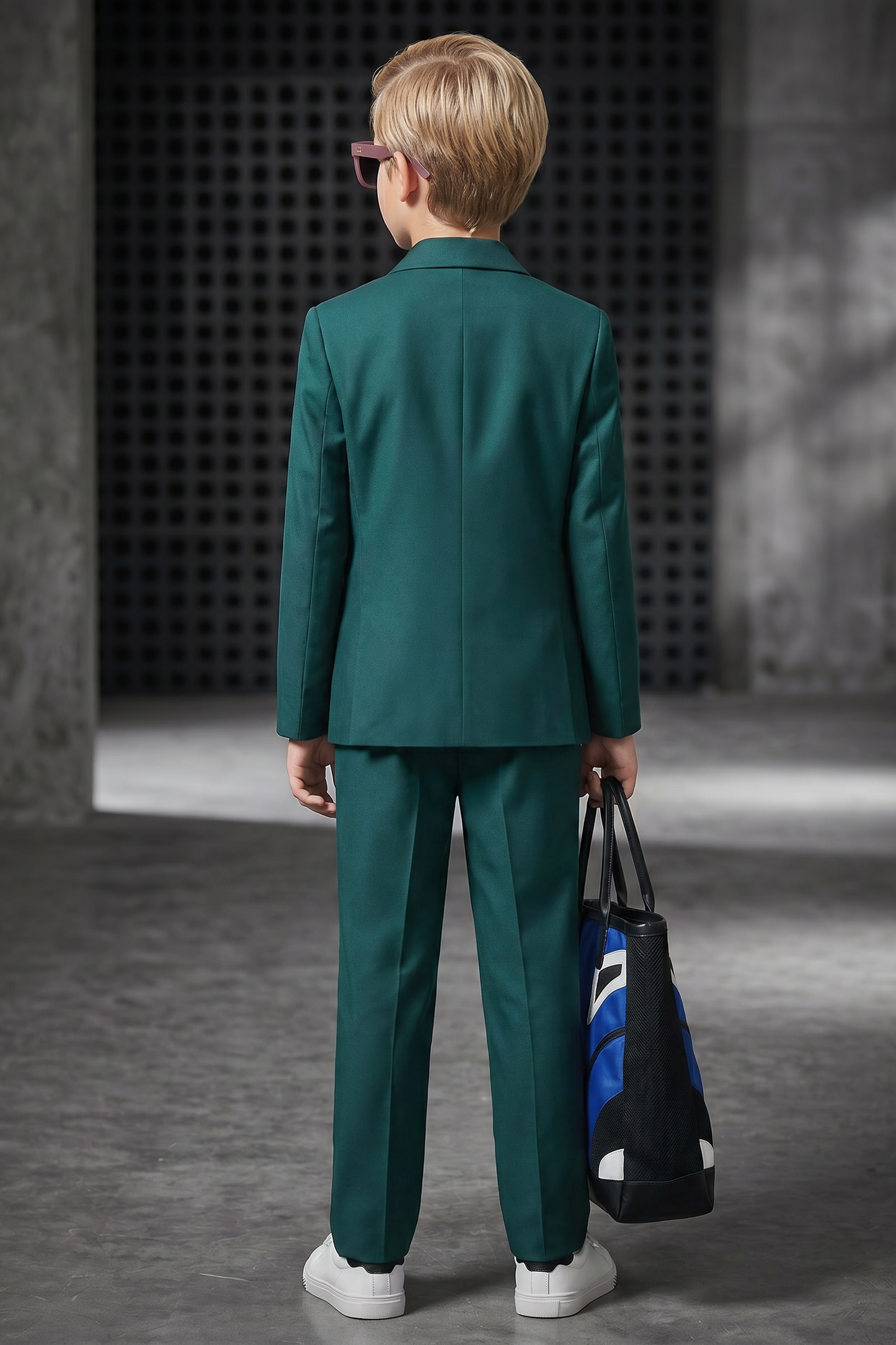 Dark Green Serge Double-Breasted 2-Piece Suit