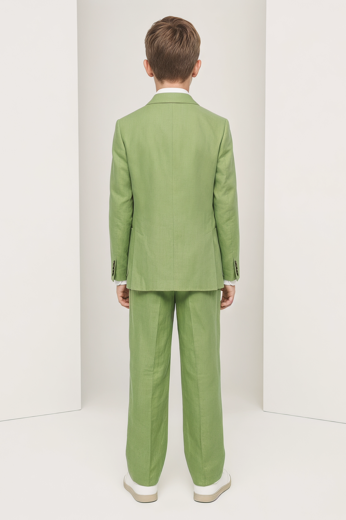 Apple-Green Linen-Blend Double-Breasted 2-Piece Suit