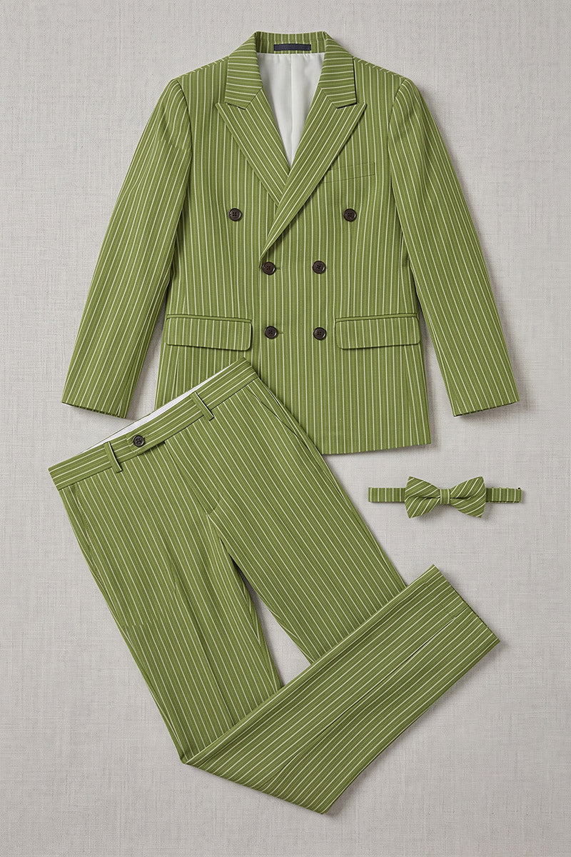 Boys Green Pinstripe Double-Breasted 2-Piece Suit 2-Piece Suit for Weddings