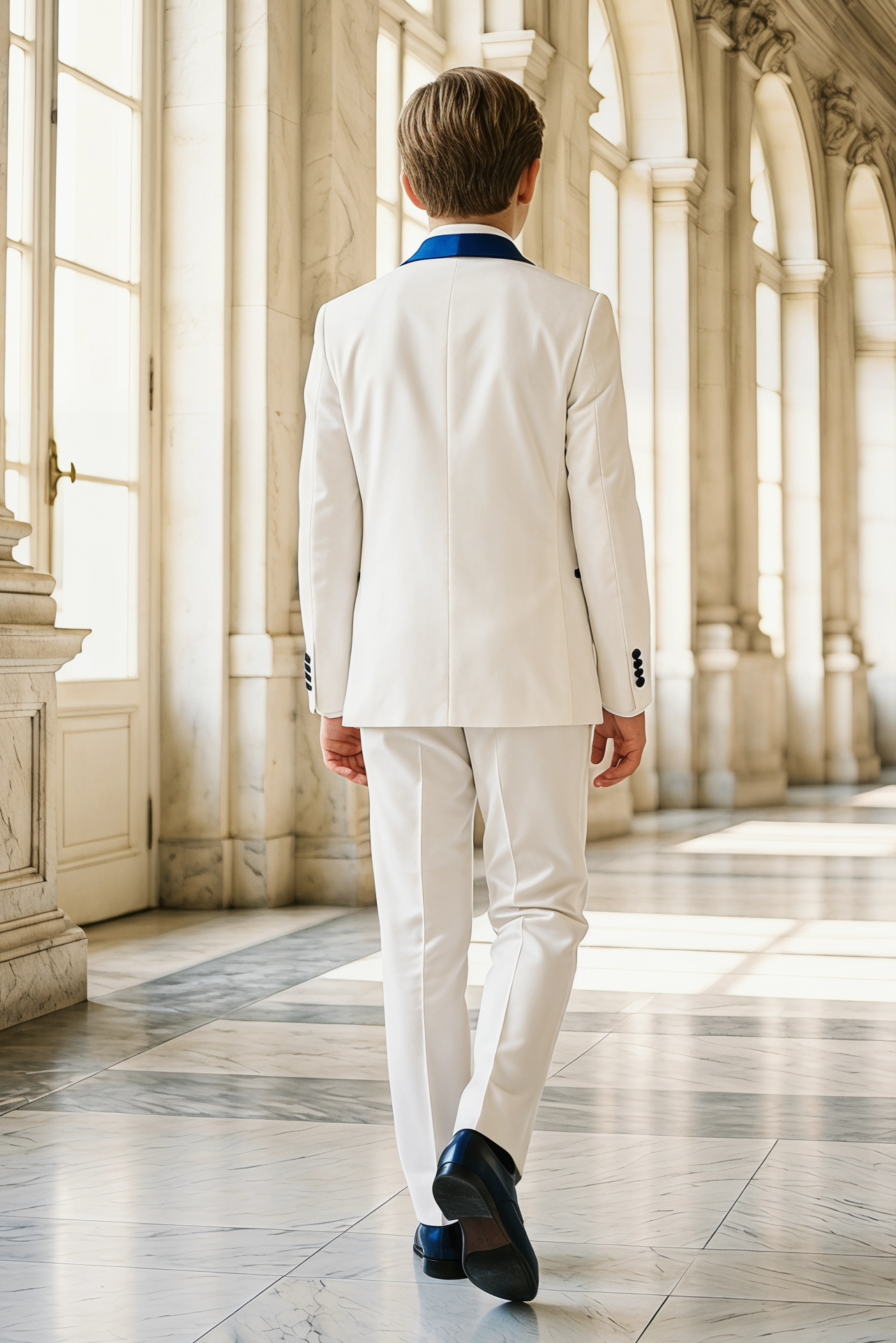 White And Blue Single-Breasted 2-Piece Suit