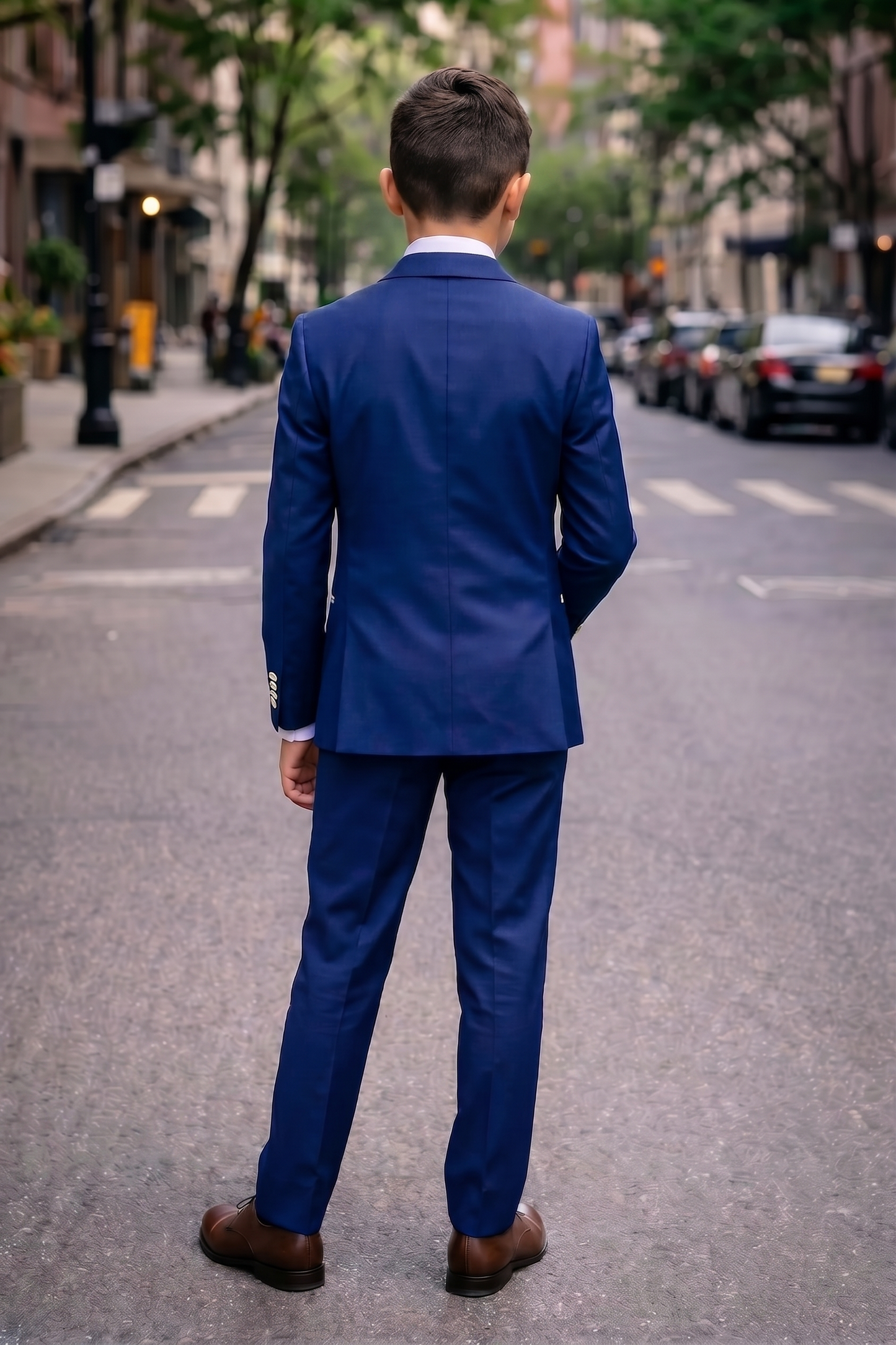 Navy Blue And White Serge 3-Piece Suit