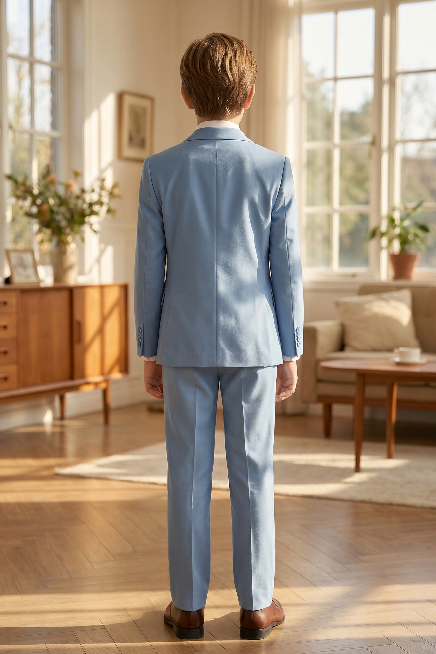 Light Blue And White Serge 3-Piece Suit