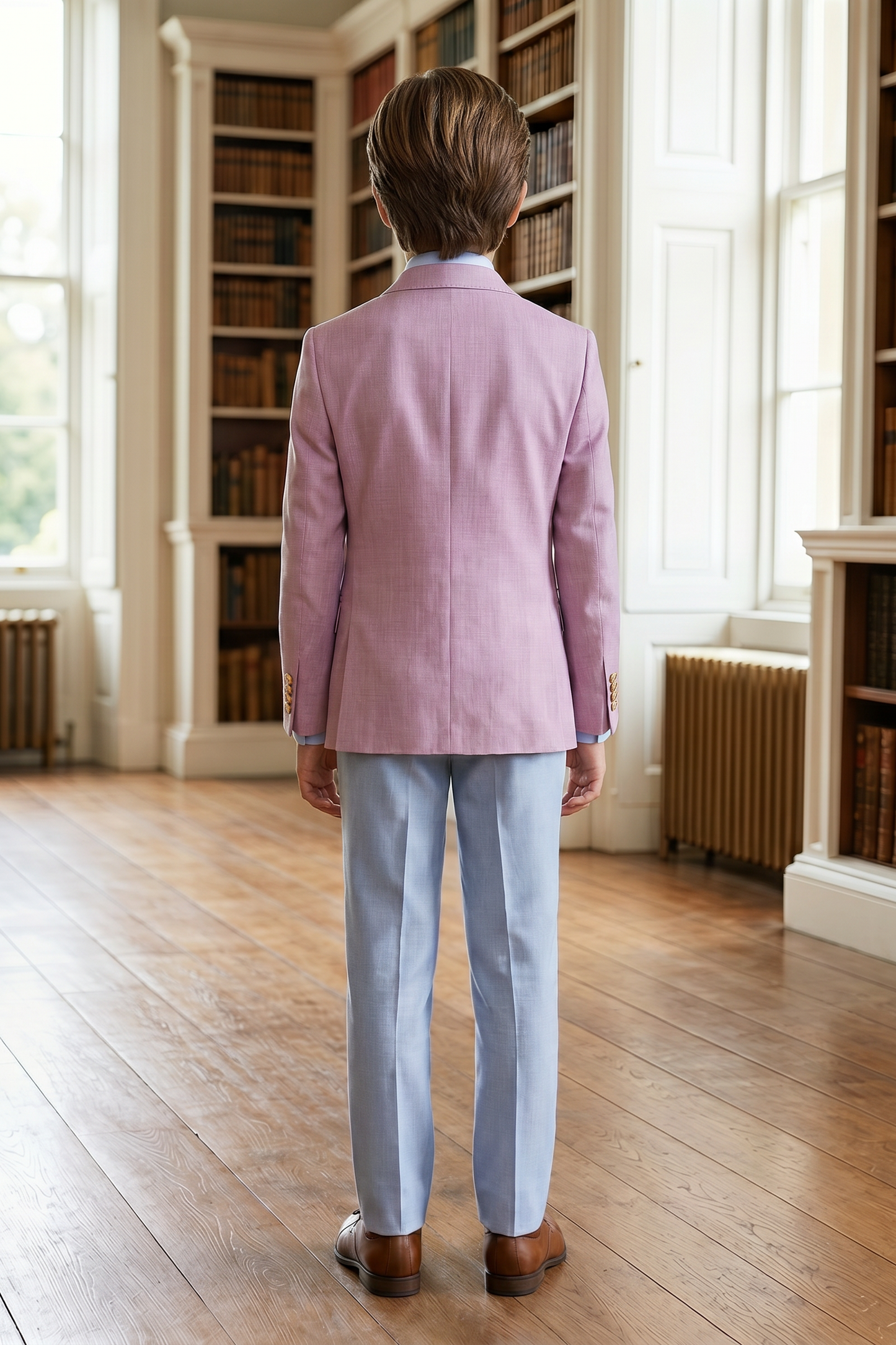 Light Pink And Light Blue Cotton Linen 2-Piece Suit