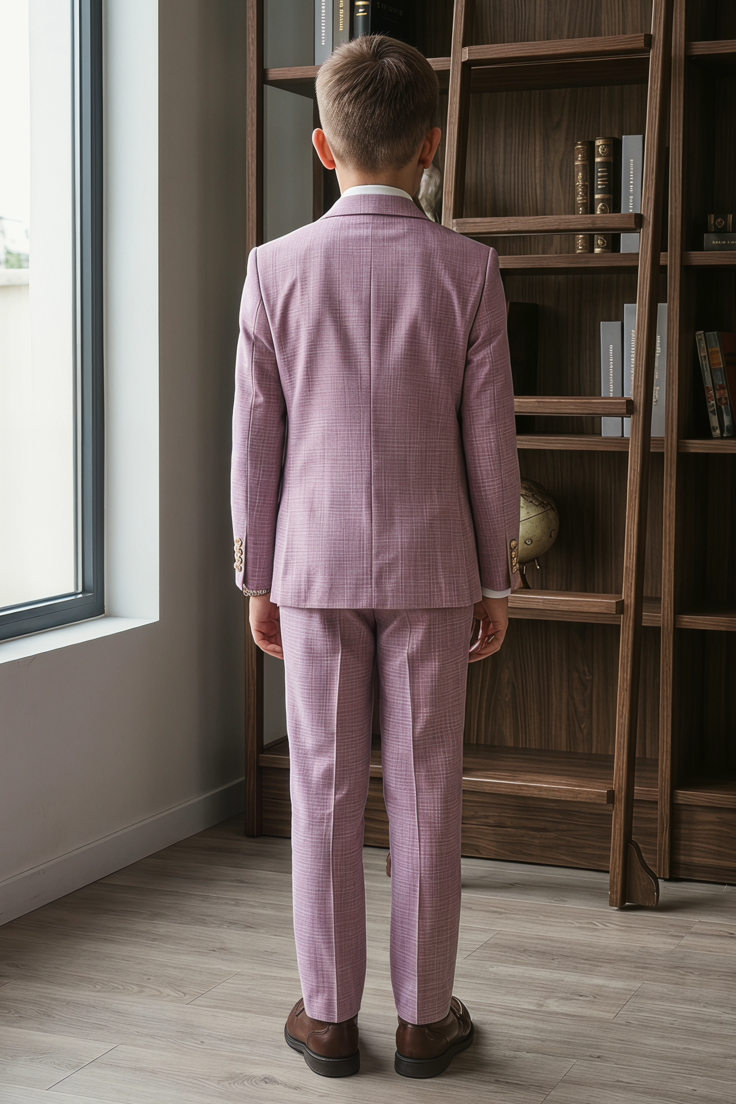 Lavender Linen-Blend Double-Breasted 2-Piece Suit