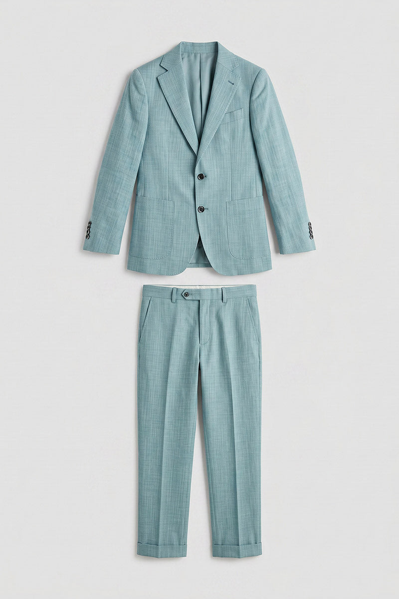 Boys Teal Linen-Blend 2-Piece Suit for Weddings & Formal Events