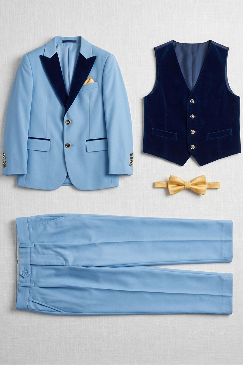 Boys Light Blue 3-Piece Suit with Navy Accents 3-Piece Suit