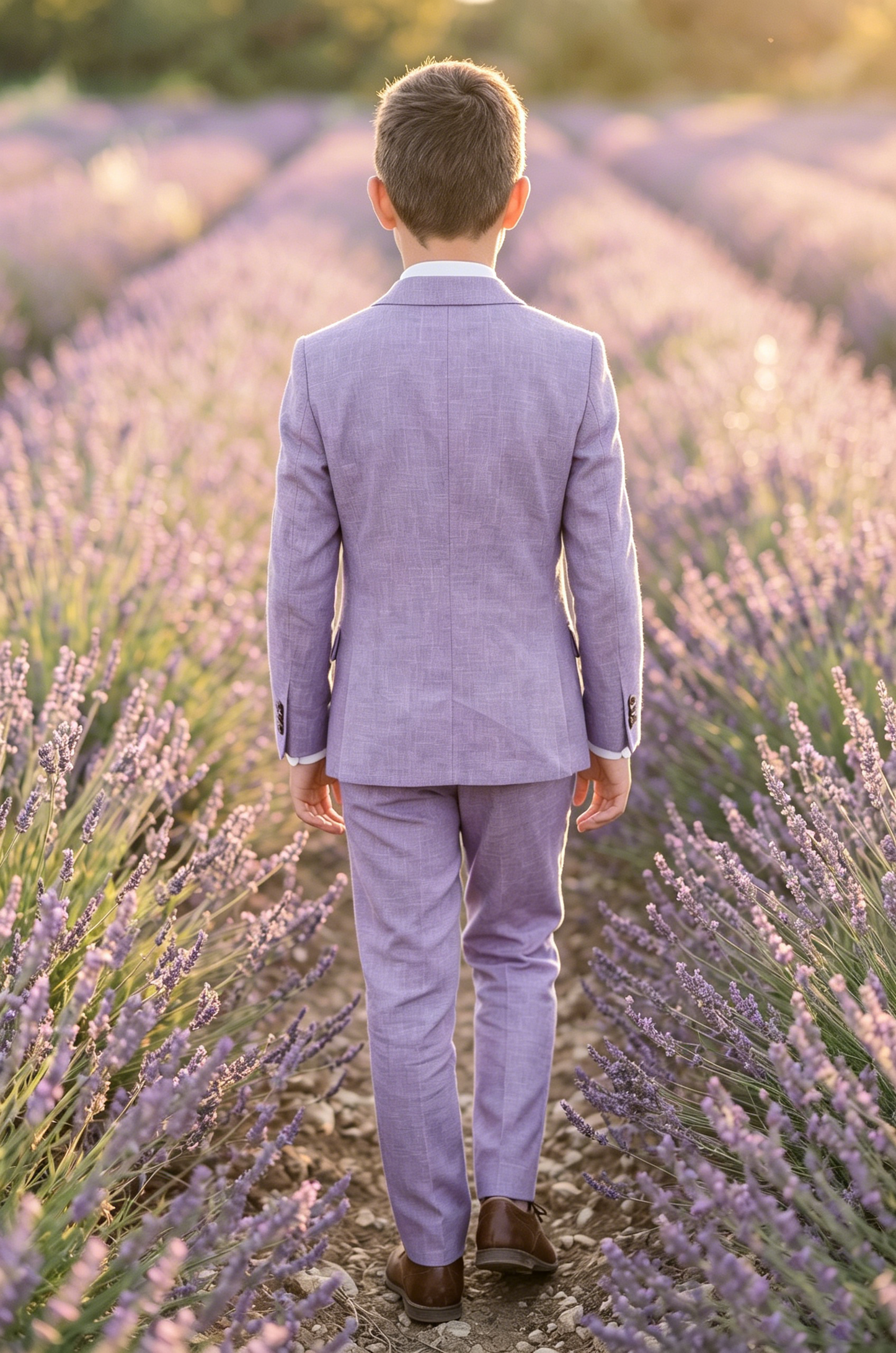 Lavender Cotton-Linen Blend Single-Breasted 2-Piece Suit
