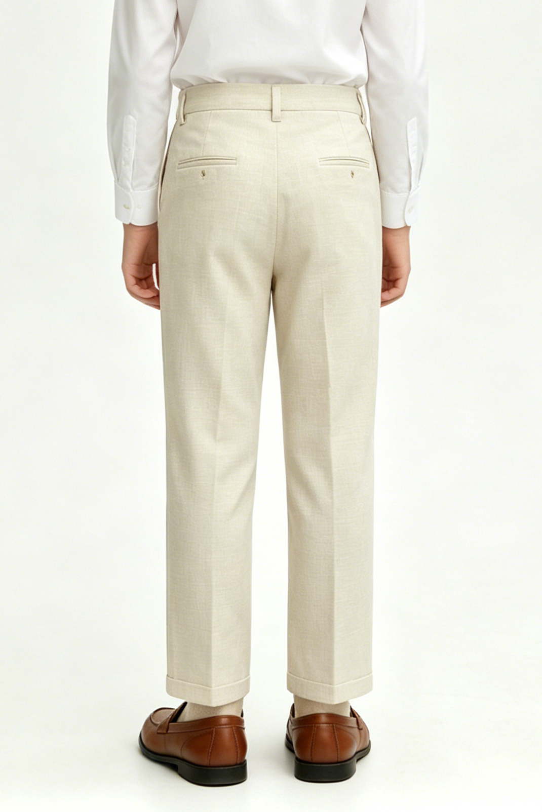 Off-White Linen-Blend Straight-Leg Boys Formal Suit Trousers