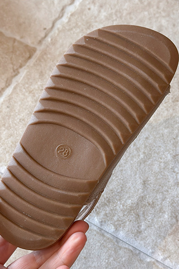 Boys Khaki Leather Blend Soft Sole Birkenstock Style Velcro Kids Sandals