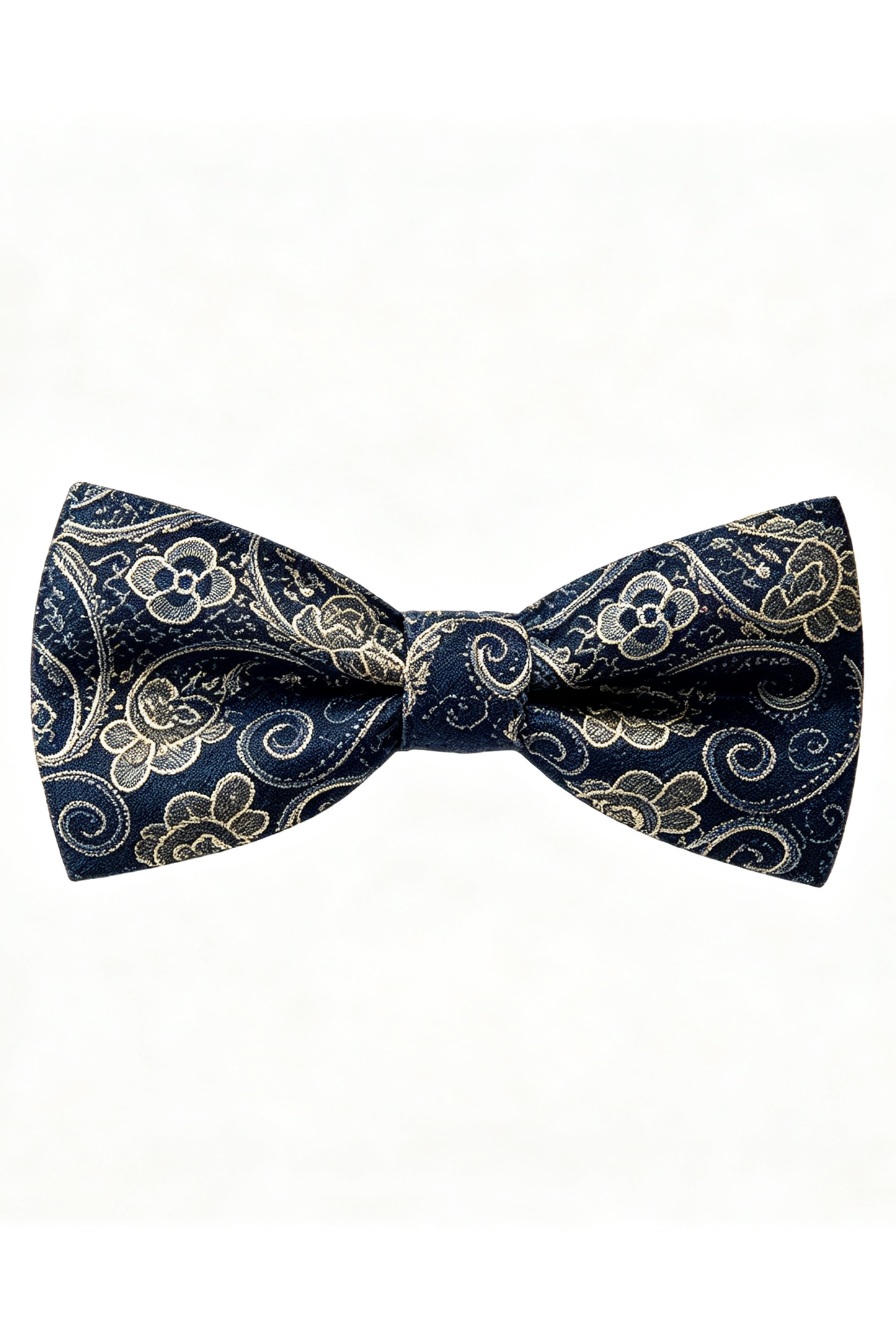 Navy Gold Paisley Jacquard Bow Tie