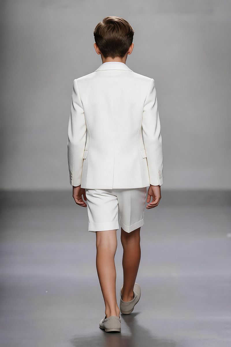 Boys Ivory Blazer & Cuffed Shorts 2-piece Suit