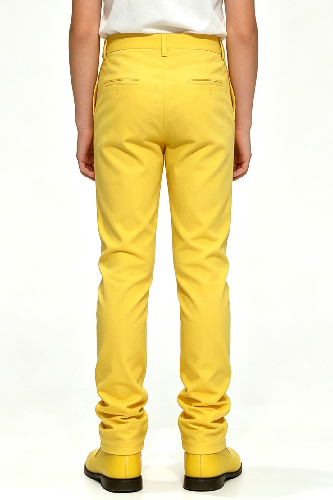 Bright Yellow Twill Blend Straight Leg Formal Suit Trousers
