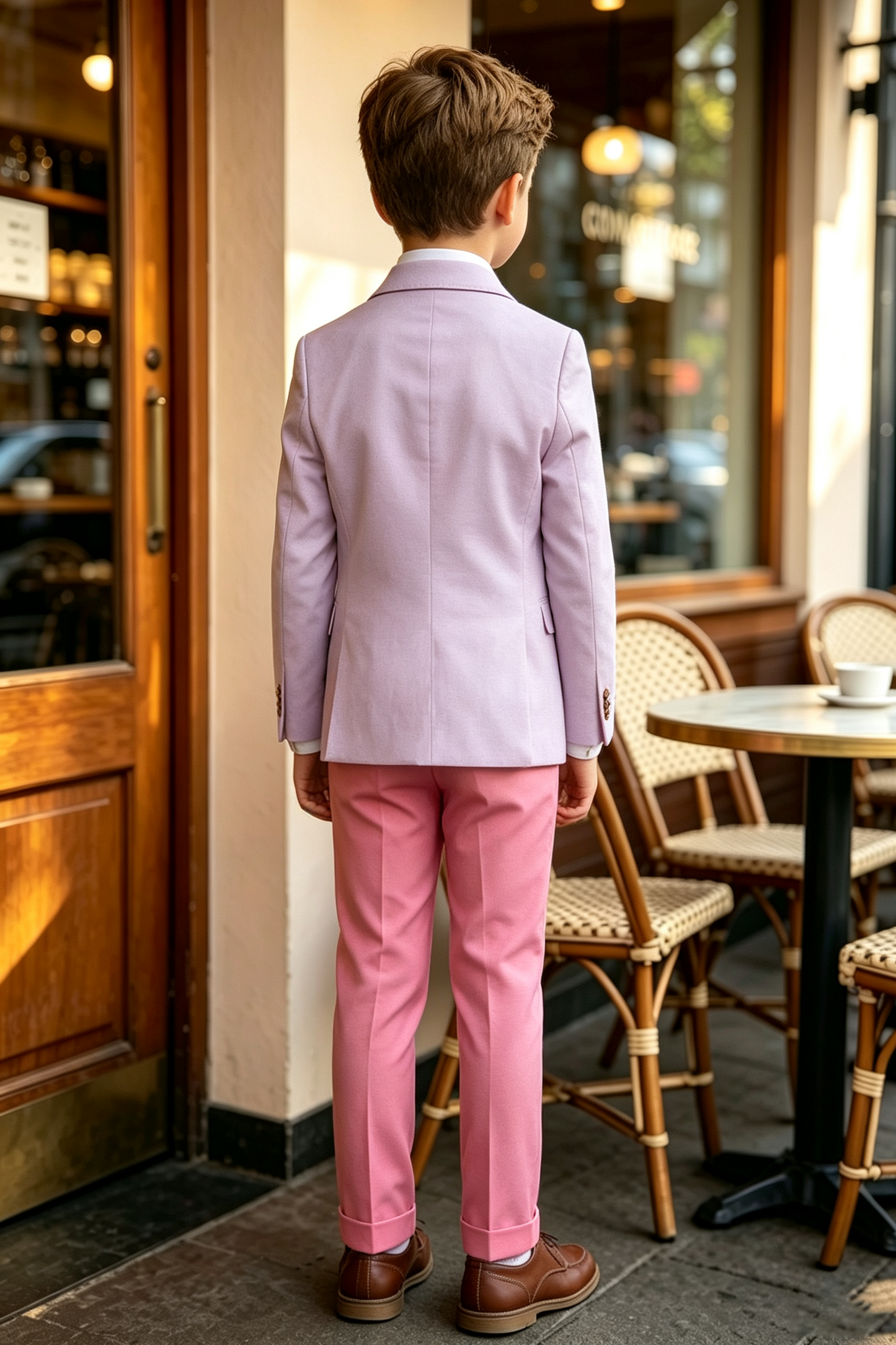 Lavender & Rose Pink Cotton Linen-Blend Single Breasted Blazer 2-Piece Suit