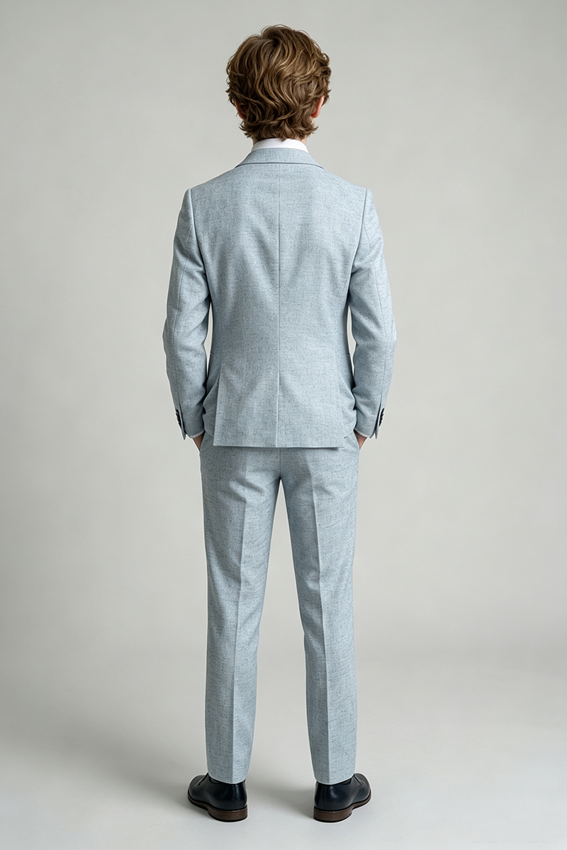 Boys Light Blue Linen Notch Lapel2-Piece Suit for Wedding