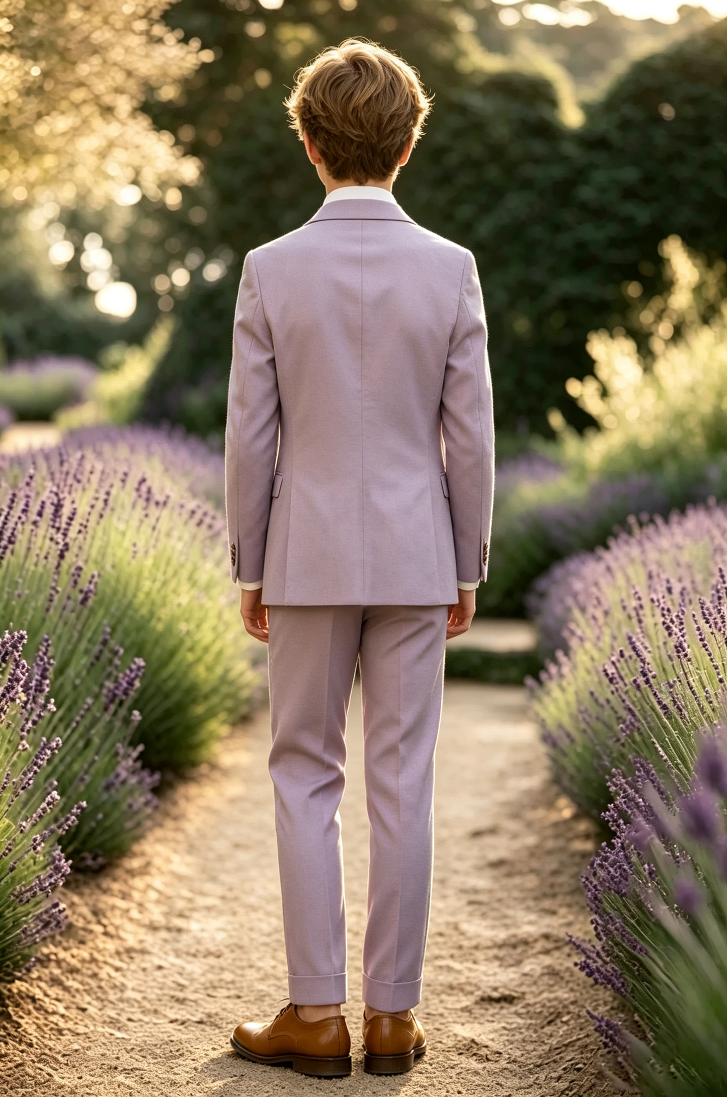Lavender Cotton Linen Blend Single Breasted 2-Piece Suit