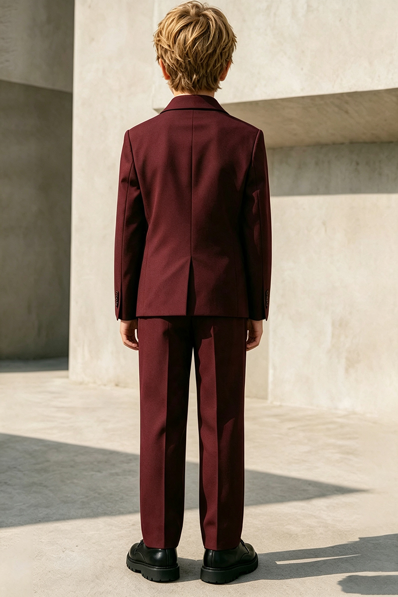 Boys Burgundy Wrap 2-Piece Suit for Wedding