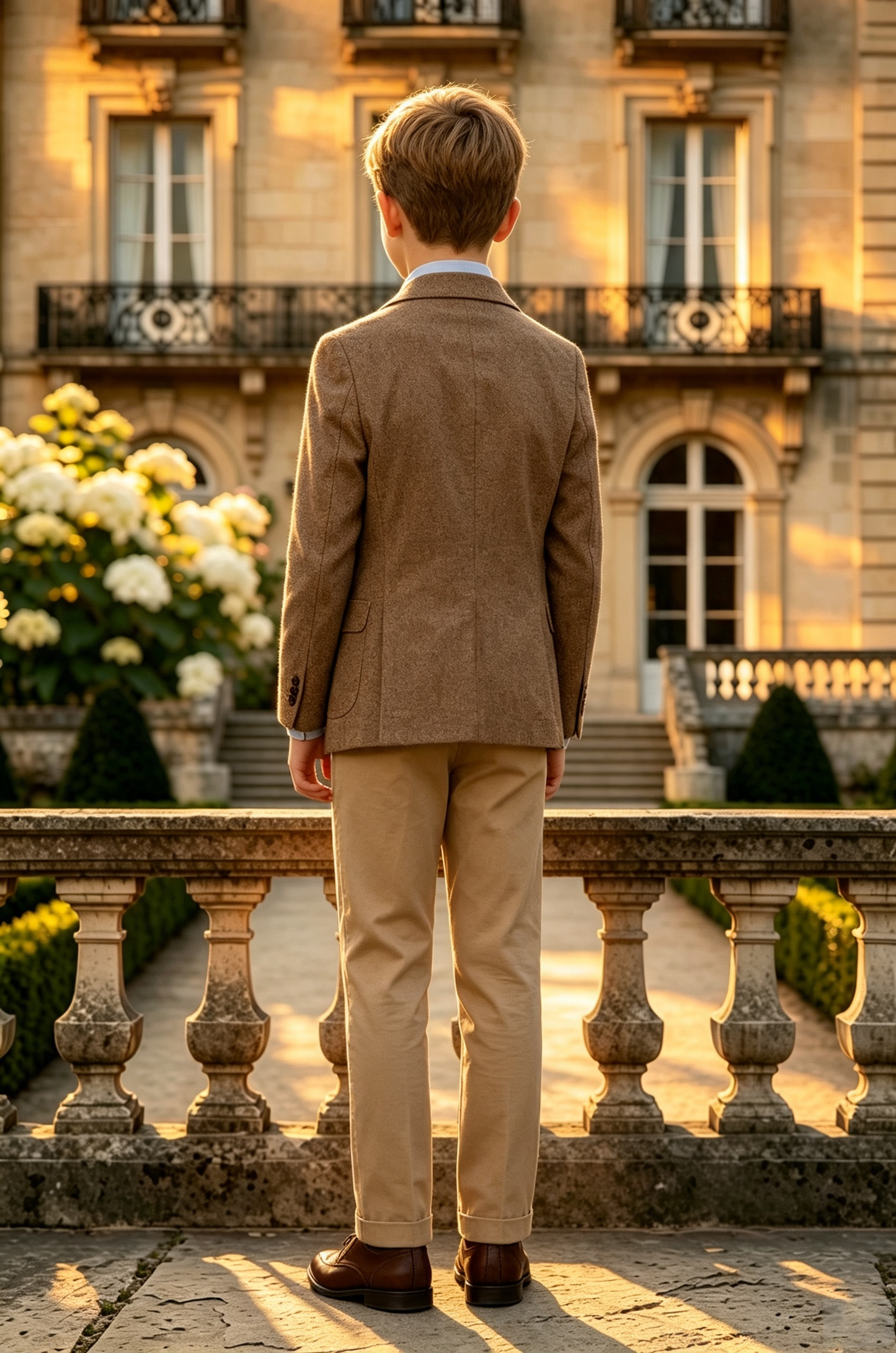 Brown & Khaki Cotton?Linen Blend Single?Breasted 2?Piece Suit Set