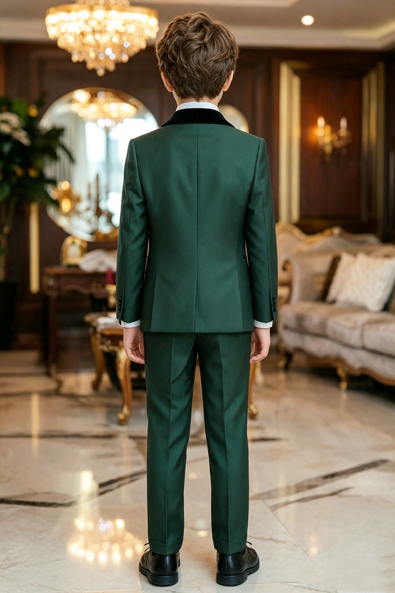 Boys Dark Green Tuxedo 3-Piece Suit for Wedding