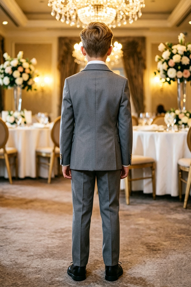 Boys Grey Double?Breasted 2-Piece Suit for Wedding